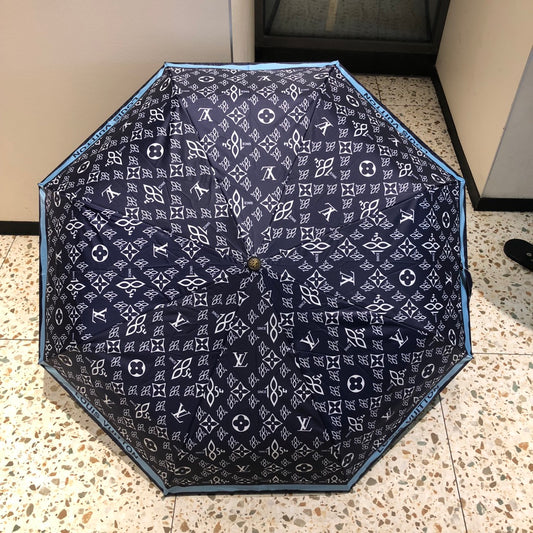 路L家-老花三折自動雨傘-藍色