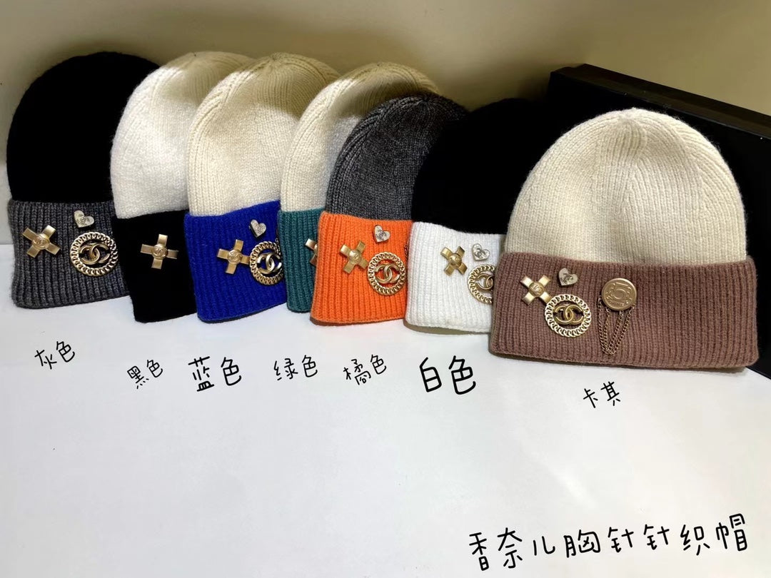 小香家-拼色針織毛帽