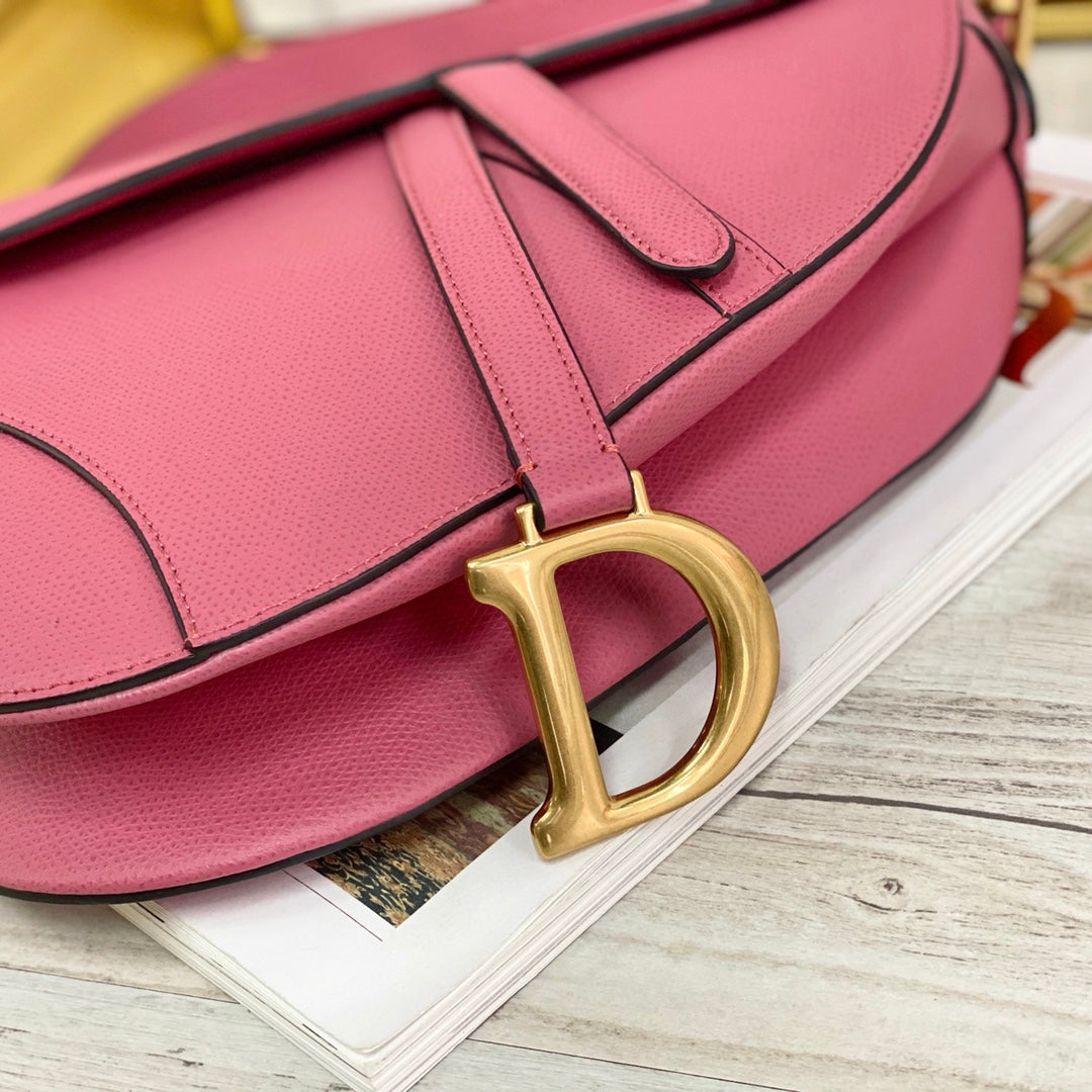 Dior Saddle 馬鞍包-手掌紋-大號桃紅色-25.5cm