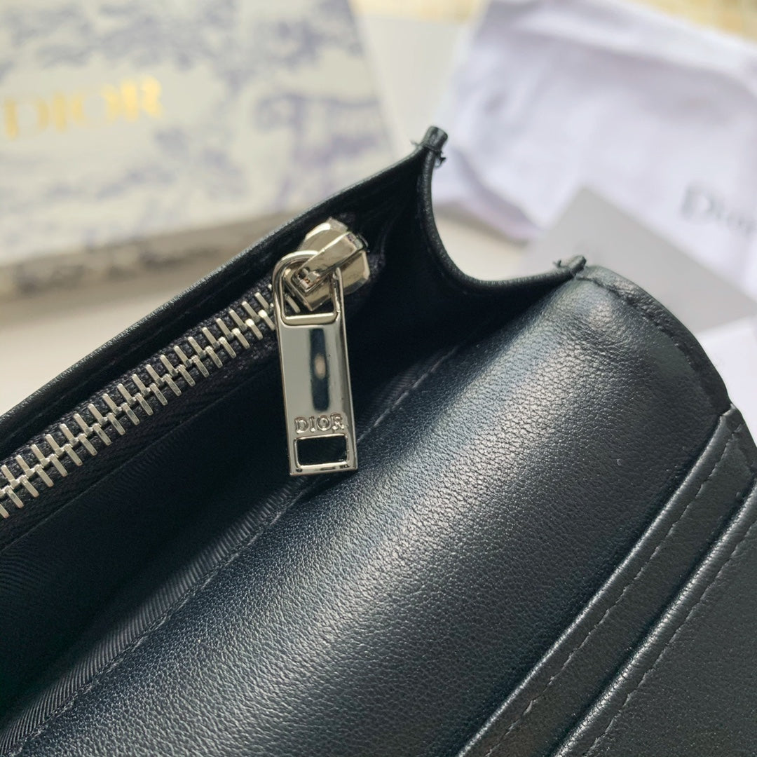 Dior 黑色提花帆布 男款長夾