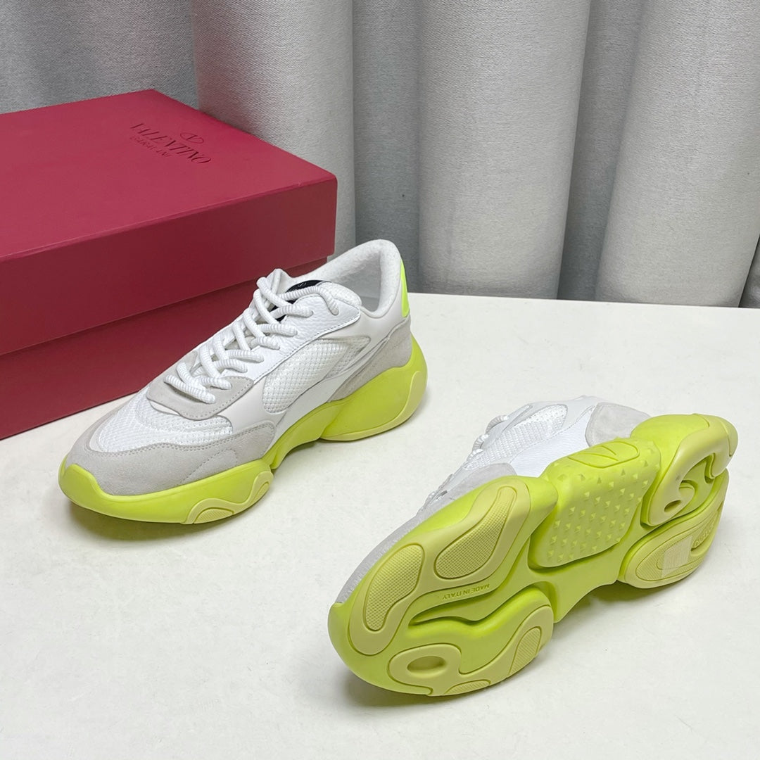 Val-Bubbleback 麂皮運動鞋 白黃色