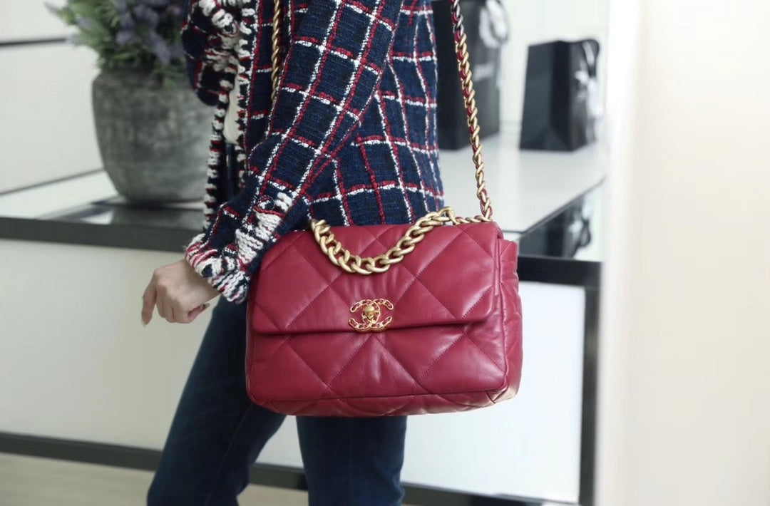 Chanel 19Bag-中號寶石紅