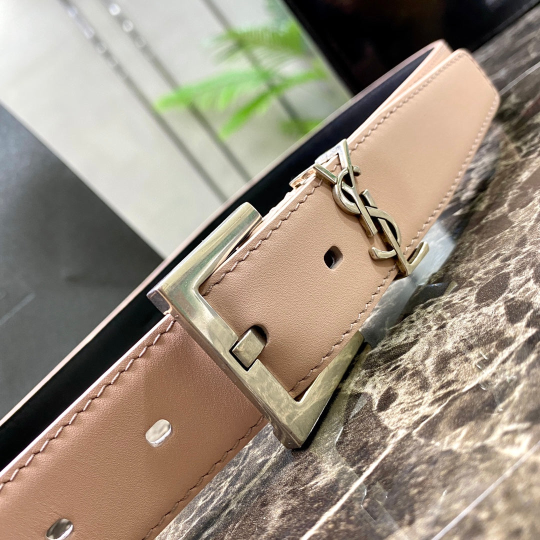 聖Y羅-粉色銀扣皮帶-3.0cm
