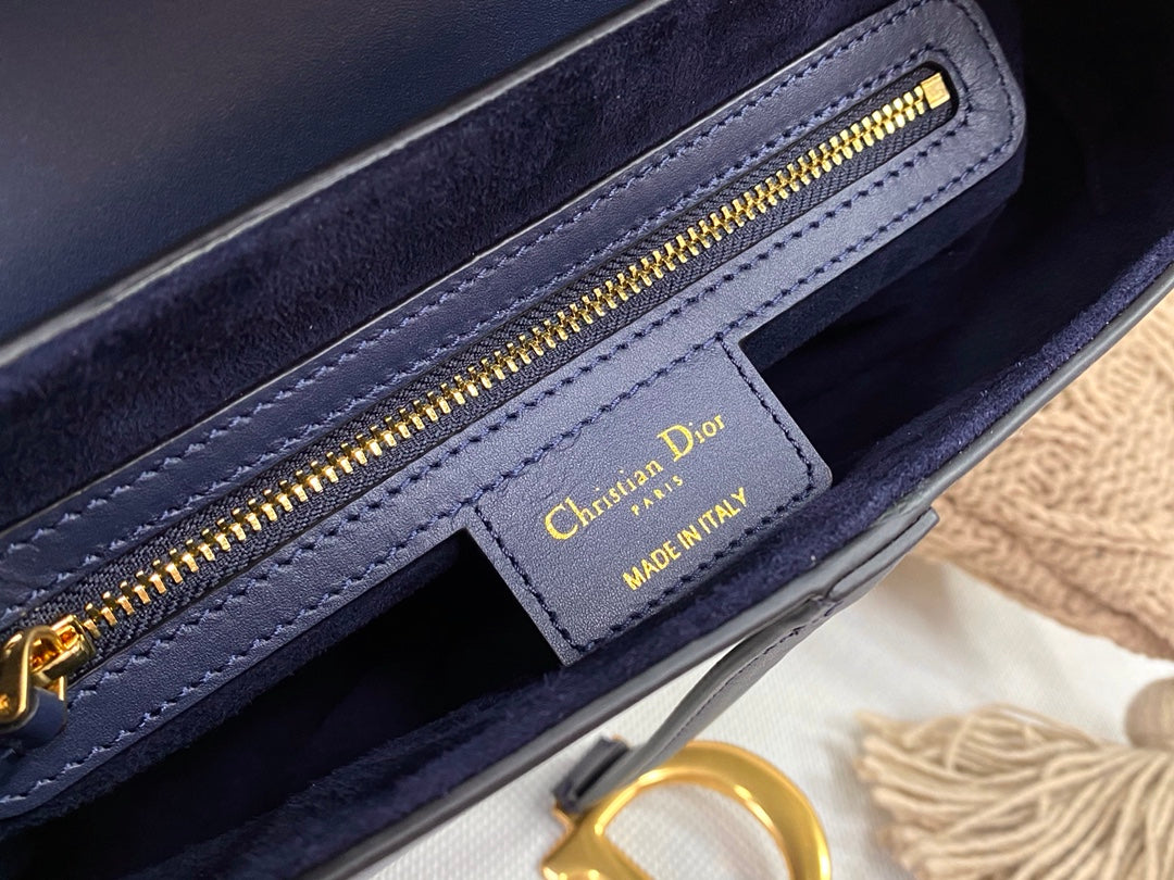 Dior Saddle 馬鞍包-平紋牛皮-大號夜藍色-25.5cm
