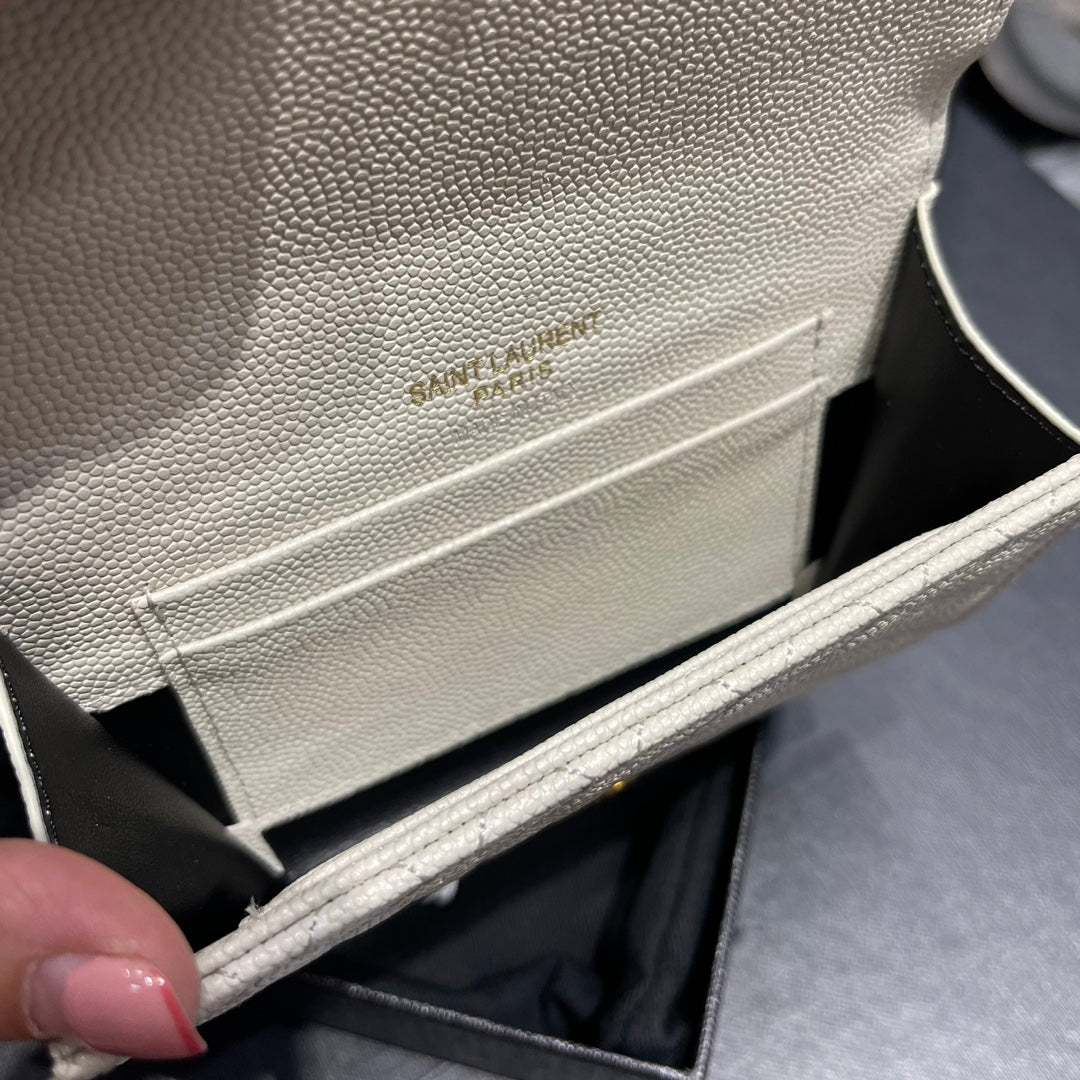 YSL 新品短夾_ 白色金扣