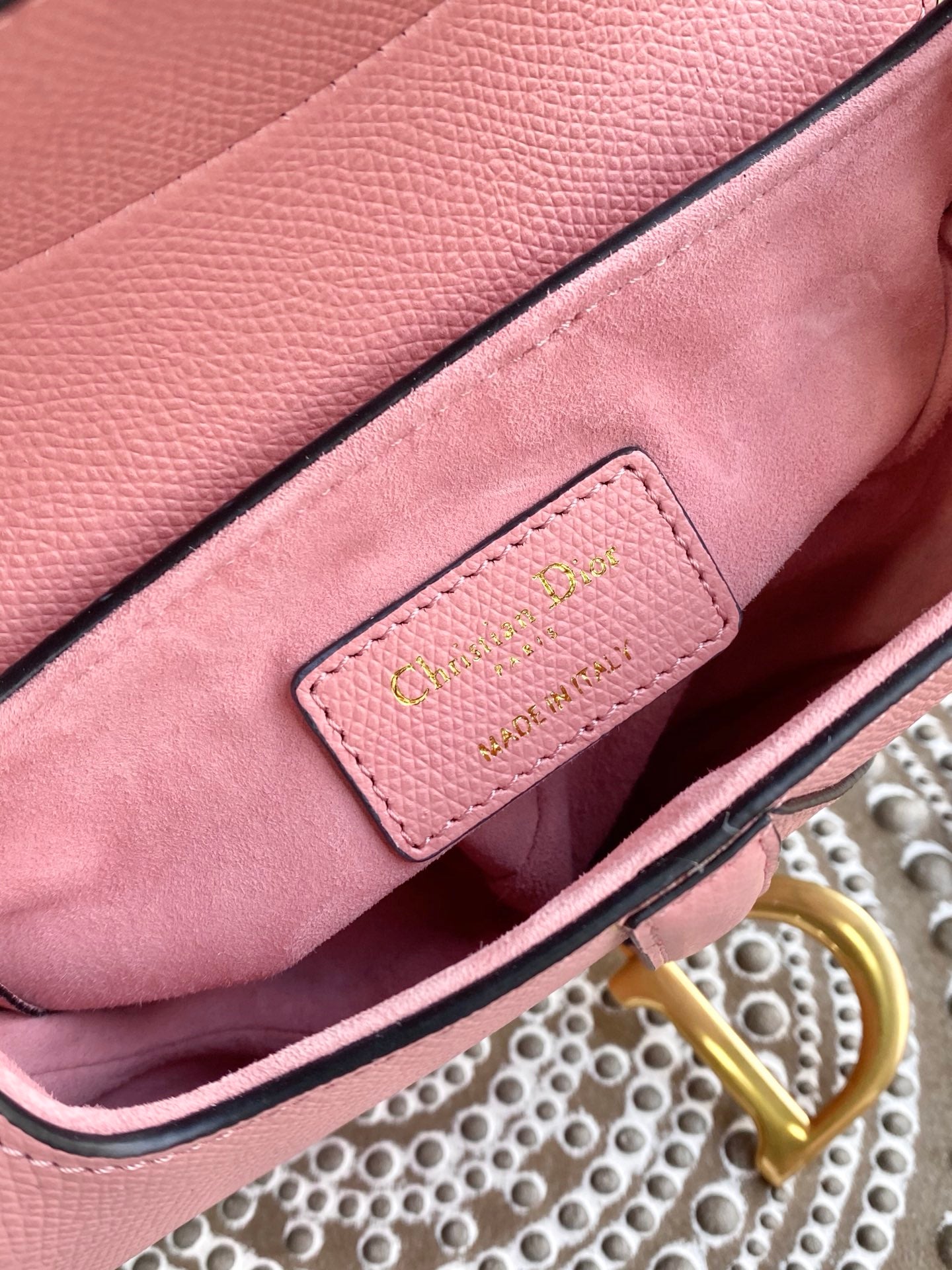 Dior Saddle 馬鞍包-手掌紋-小號糖粉色-19.5cm