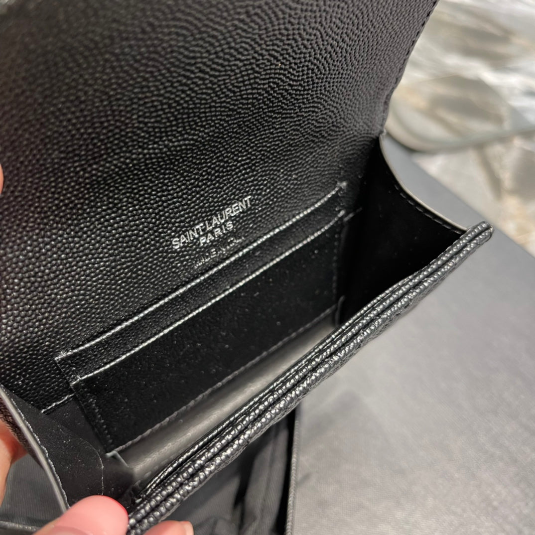 YSL 新品短夾 黑色黑扣