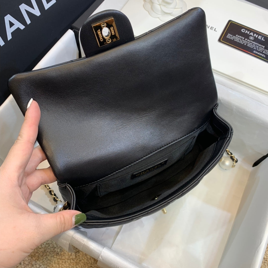 小香家-2020春夏 CF珍珠包 黑色 18cm