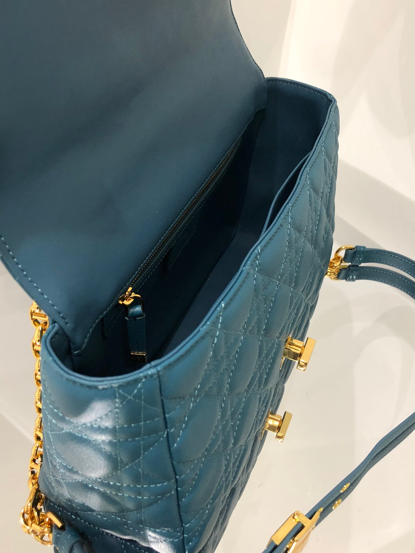 Dior Caro 大號28cm-深海藍小牛皮