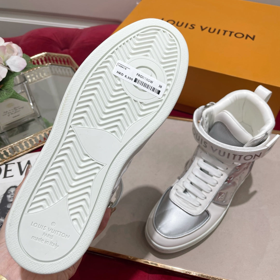 LV鞋-LV TRAINER 高筒 休閒鞋（銀）
