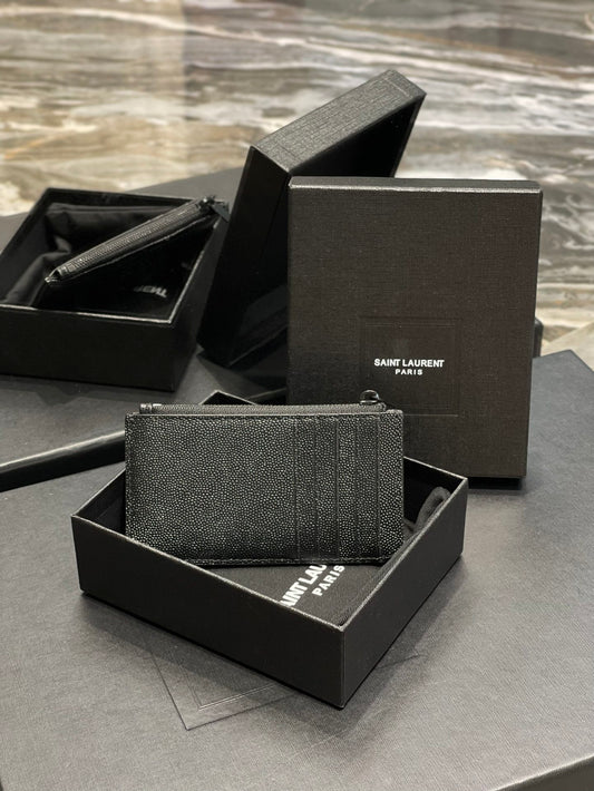 YSL 新品卡包_黑色黑扣
