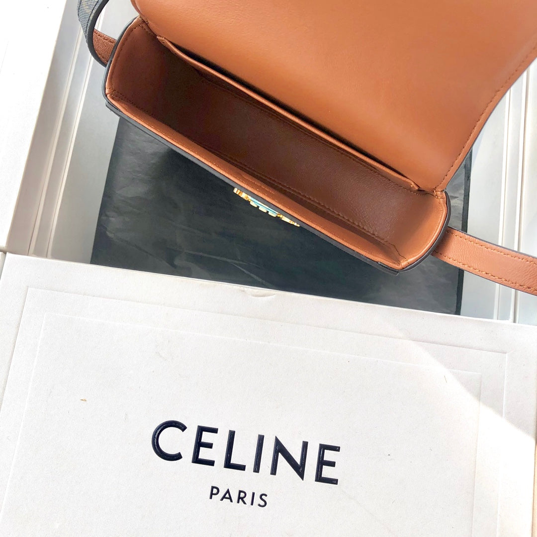 Celine TRIOMPHE NANO TRIOMPHE帆布手袋-黃褐色