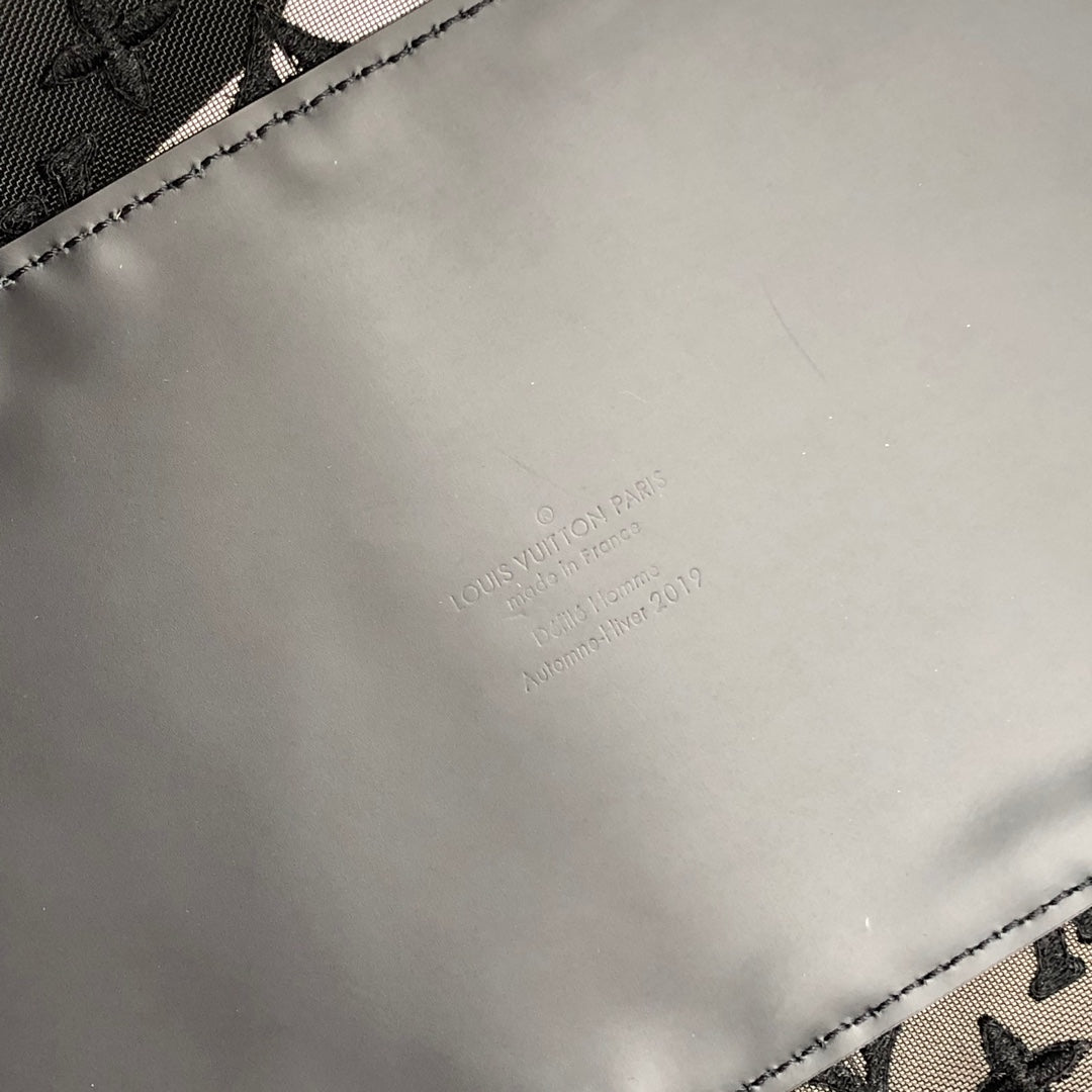 Lou-Keepall 50 旅行袋 老花刺繡圖黑色