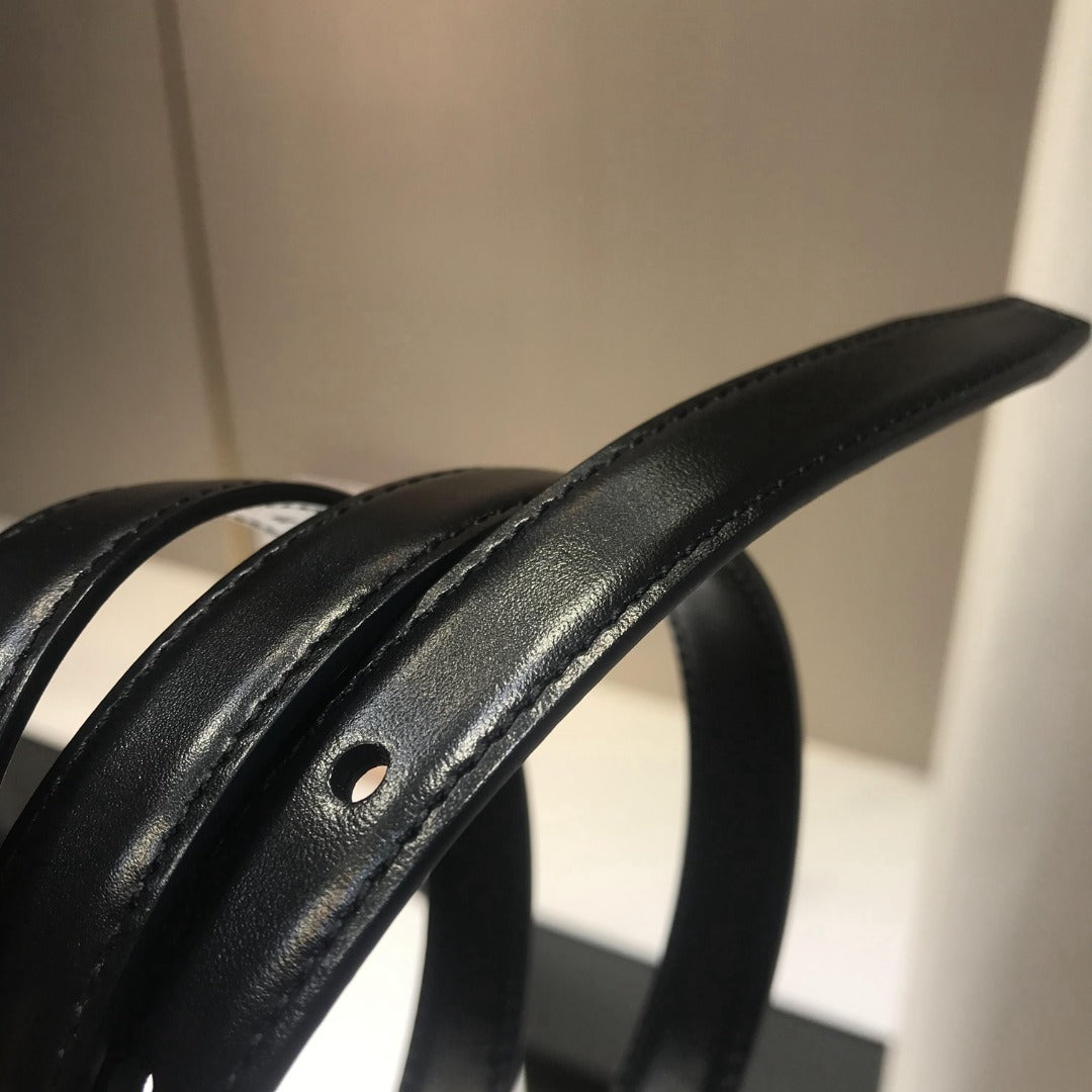 賽C家-黑色銀扣皮帶-1.8cm