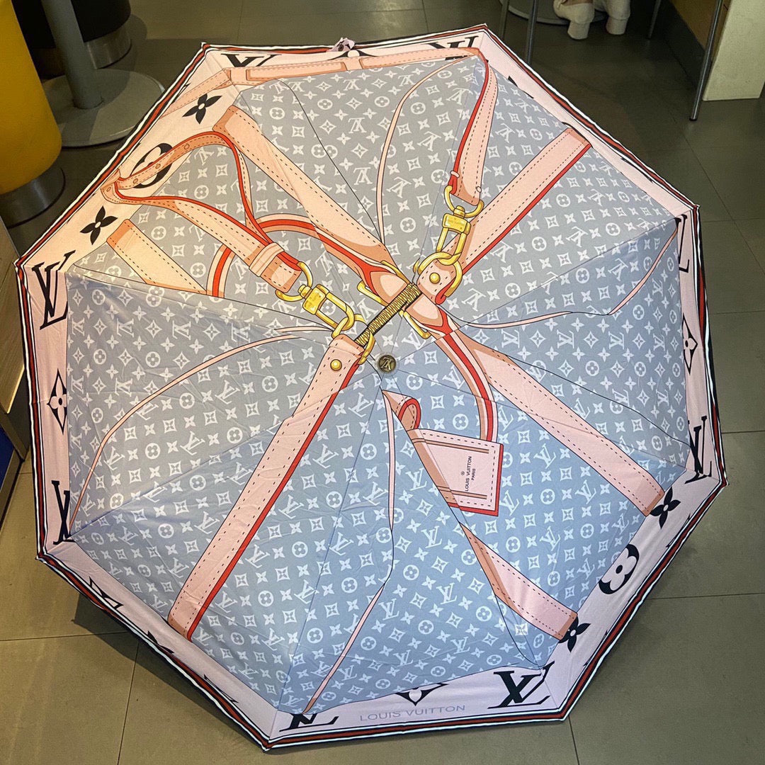 路L家-太陽花三折雨傘-淺藍色