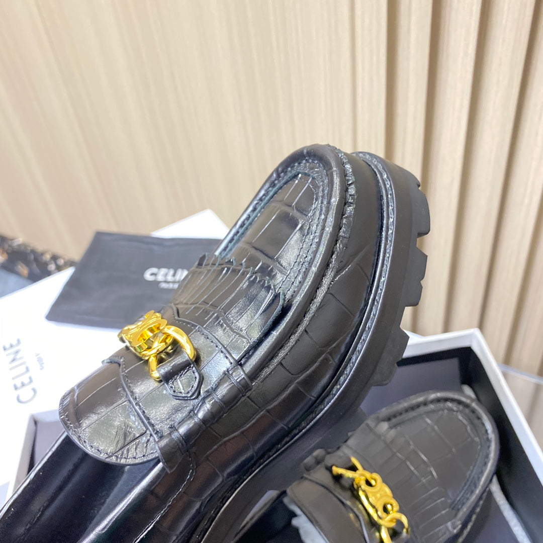 賽C家-鱷魚紋厚底福樂鞋