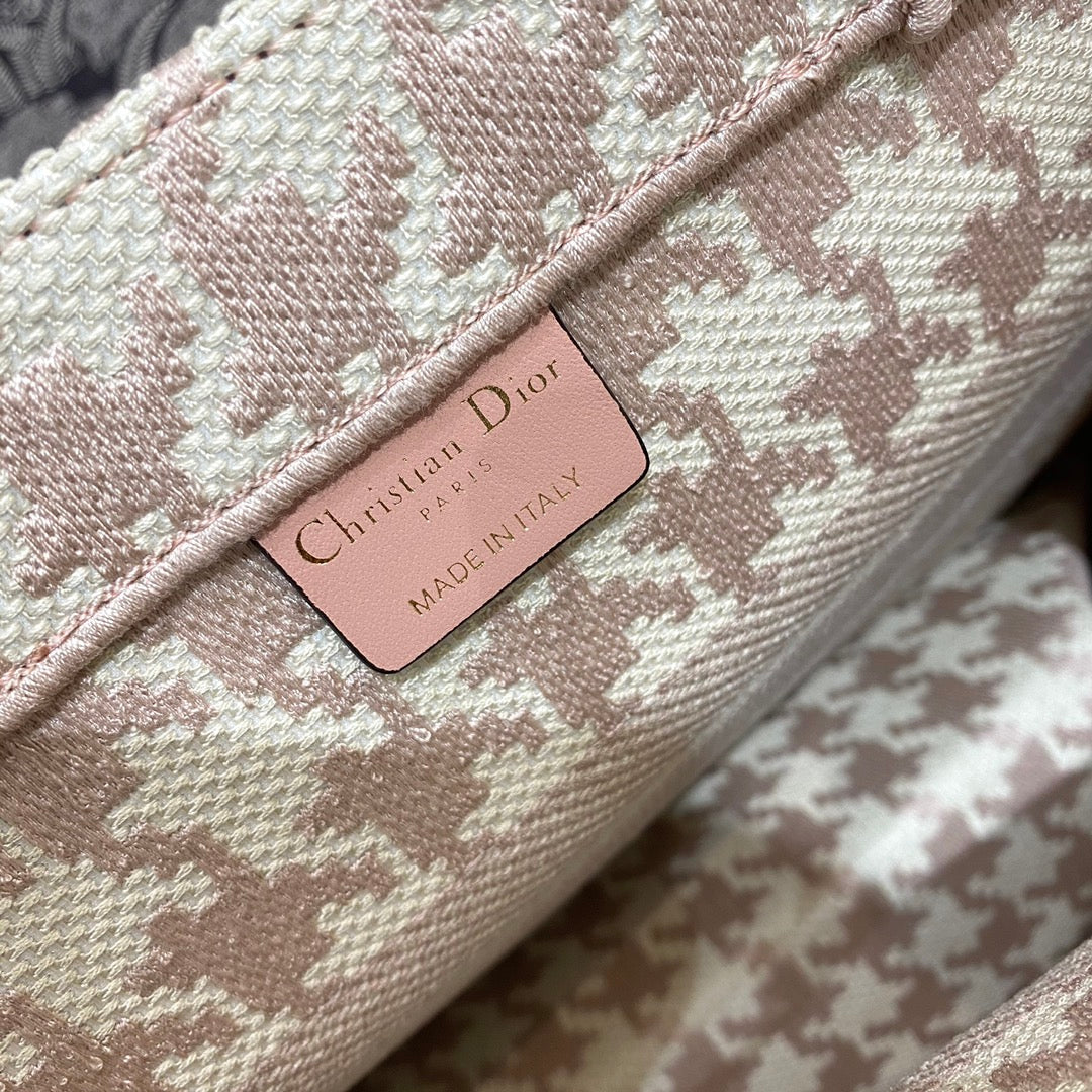 Dior Book Tote-小號36.5cm-粉色千鳥格