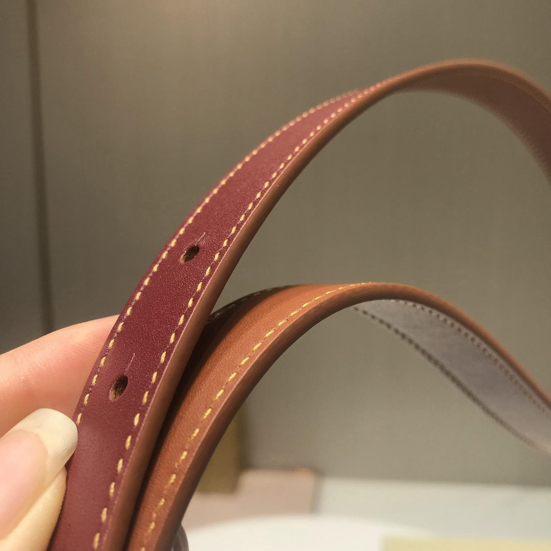 巴B家-咖色金扣皮帶-2.0cm
