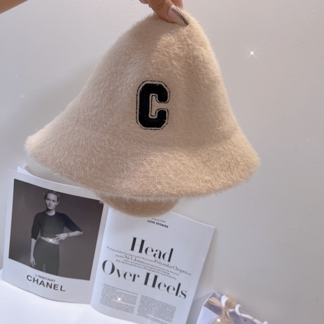 賽C家-毛毛絨漁夫帽 米色