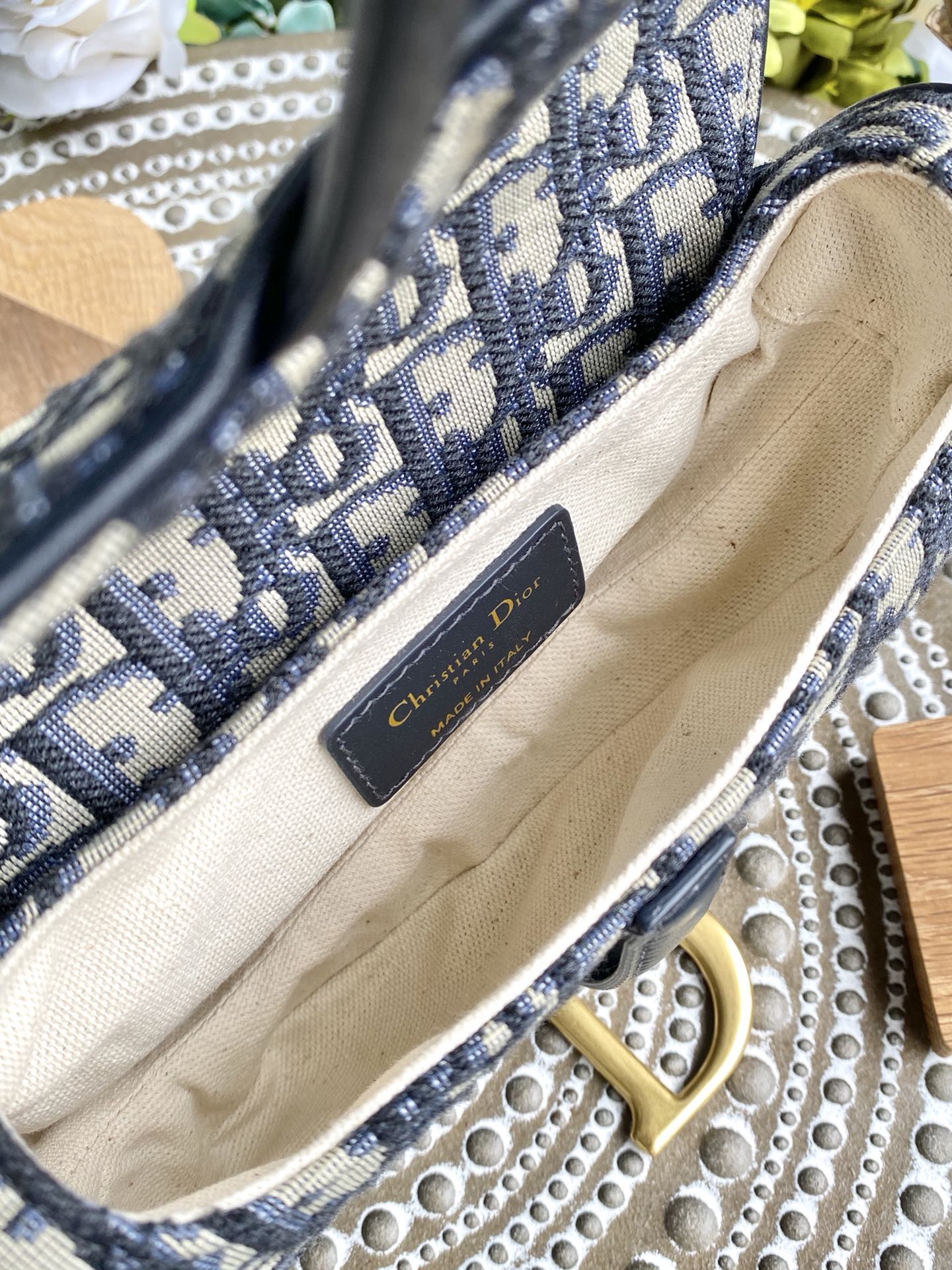 Dior Saddle 馬鞍包-帆布-小號藍色-19.5cm