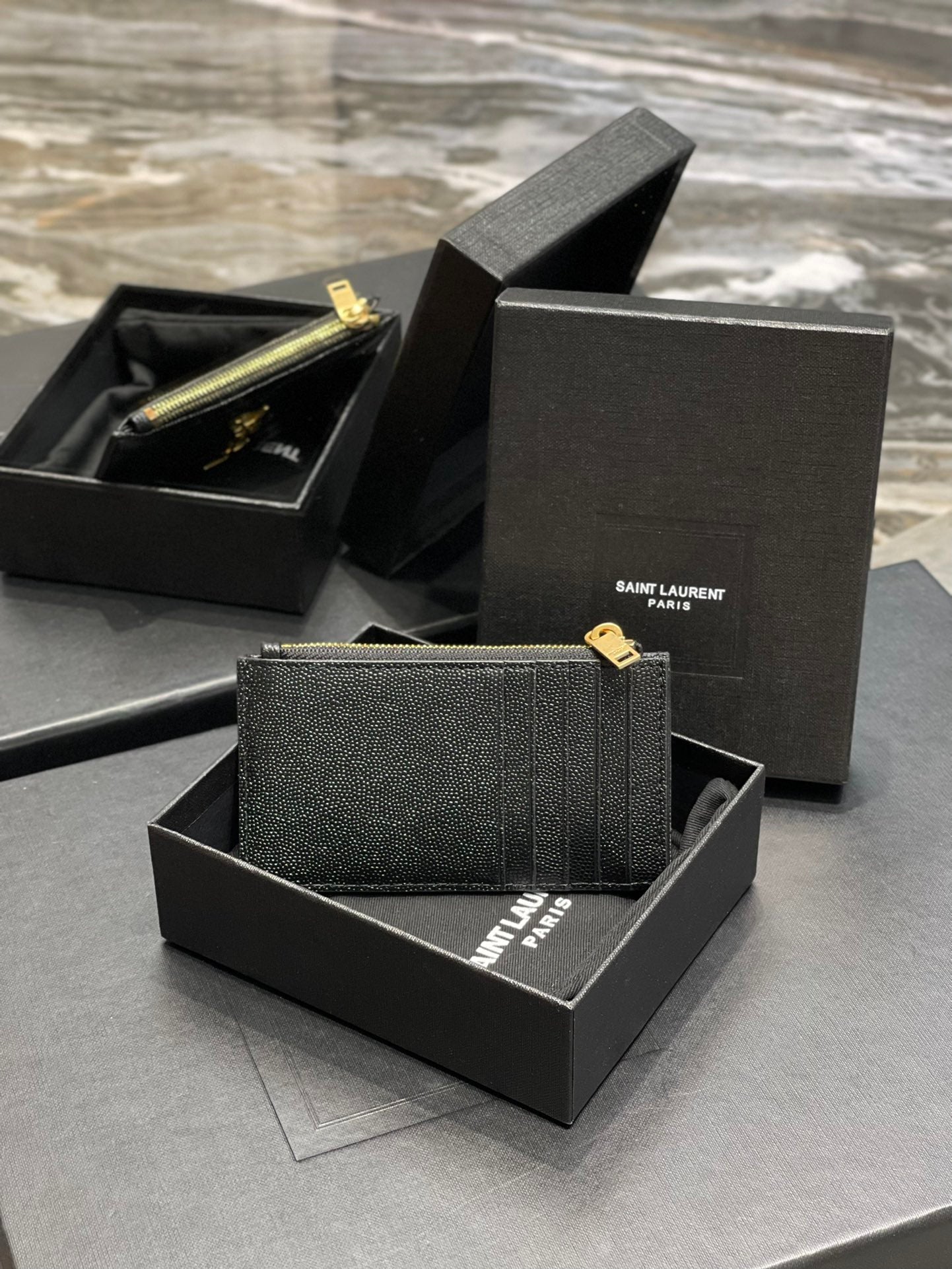 YSL 新品卡包_黑色金扣