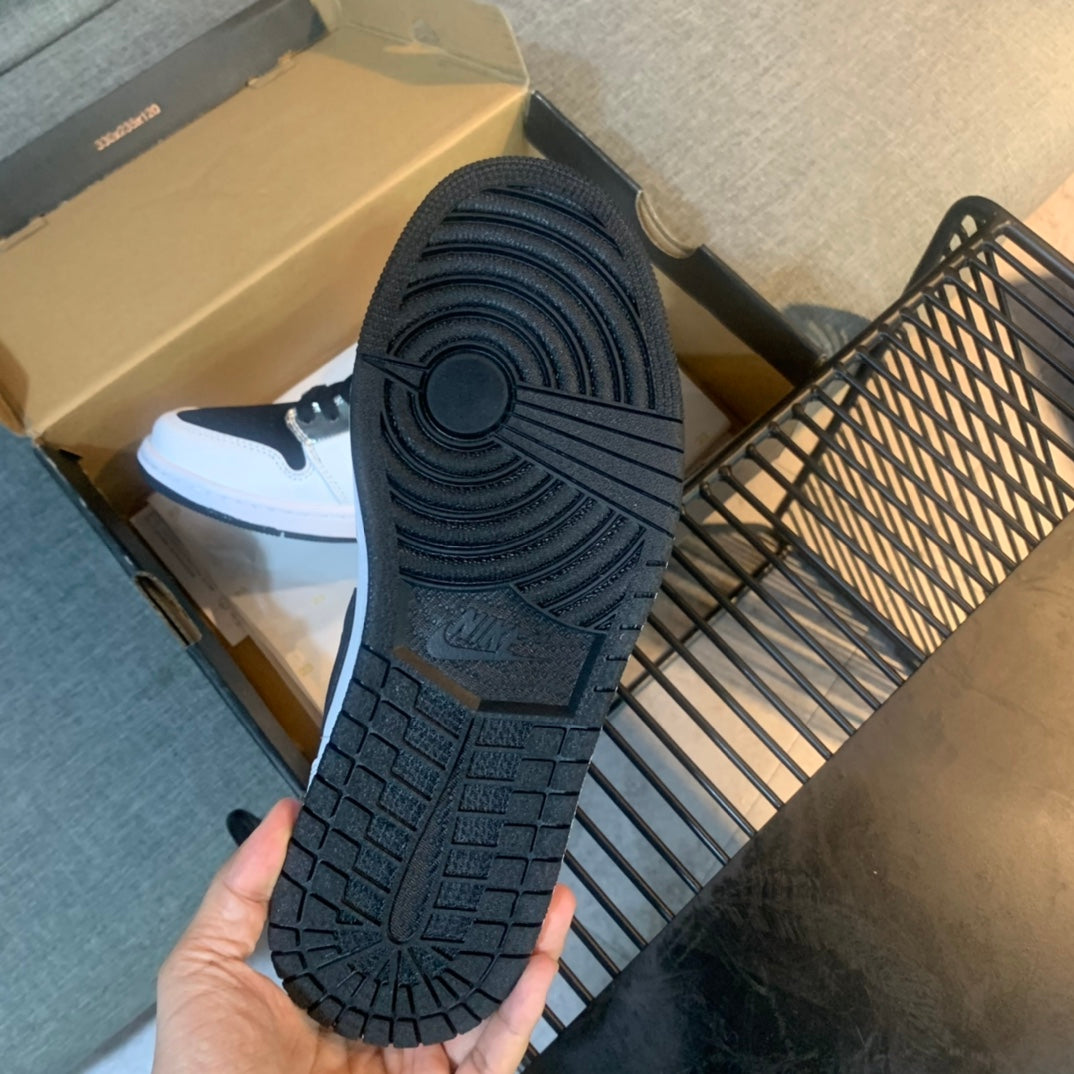 N1K- AJ 1 mid 中筒板鞋 休閒鞋 白黑色