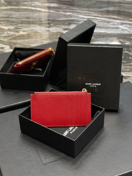 YSL 新品卡包_紅色金扣