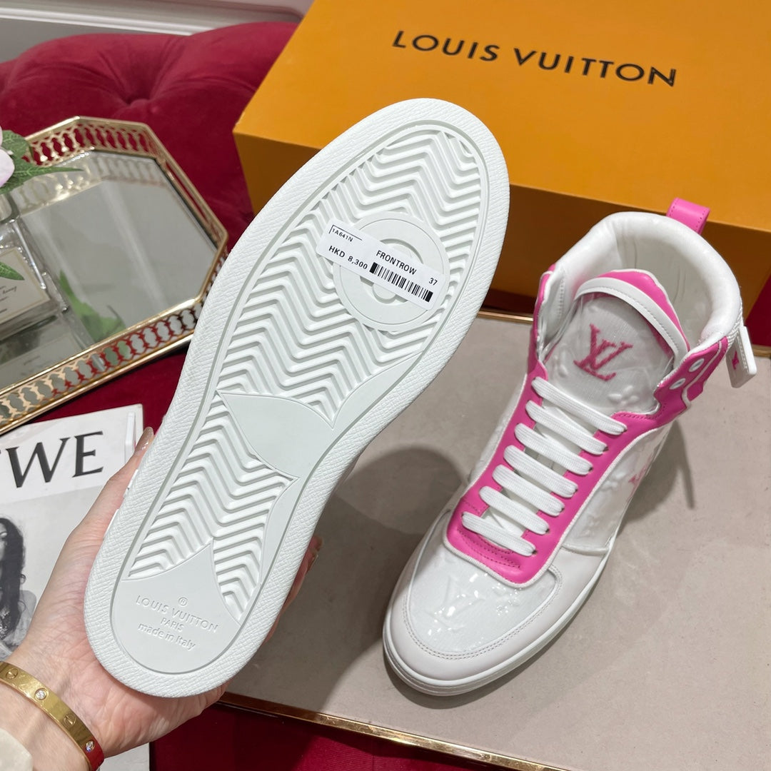 LV鞋-LV TRAINER 高筒 休閒鞋（粉）