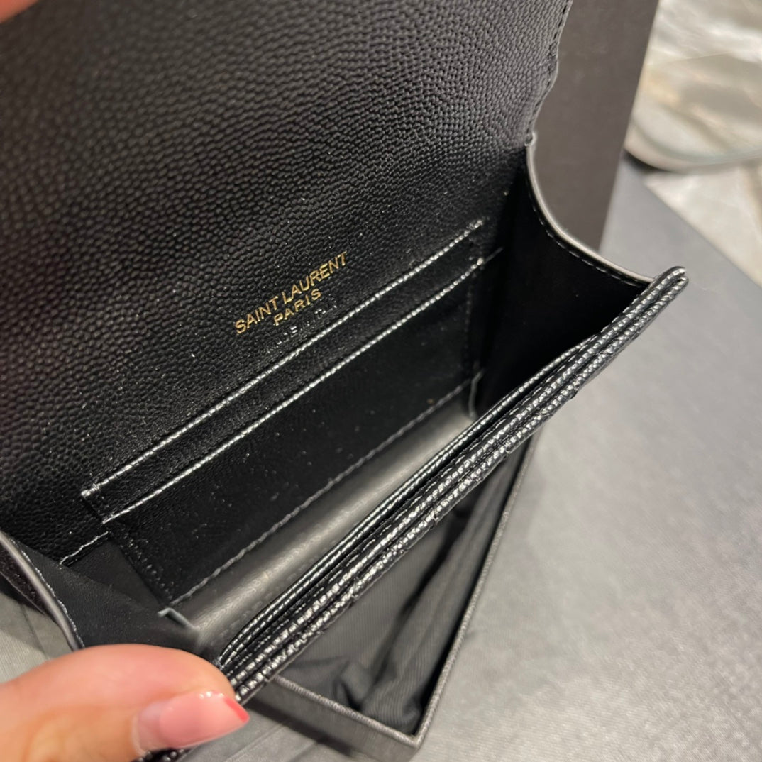YSL 新品短夾 黑色金扣