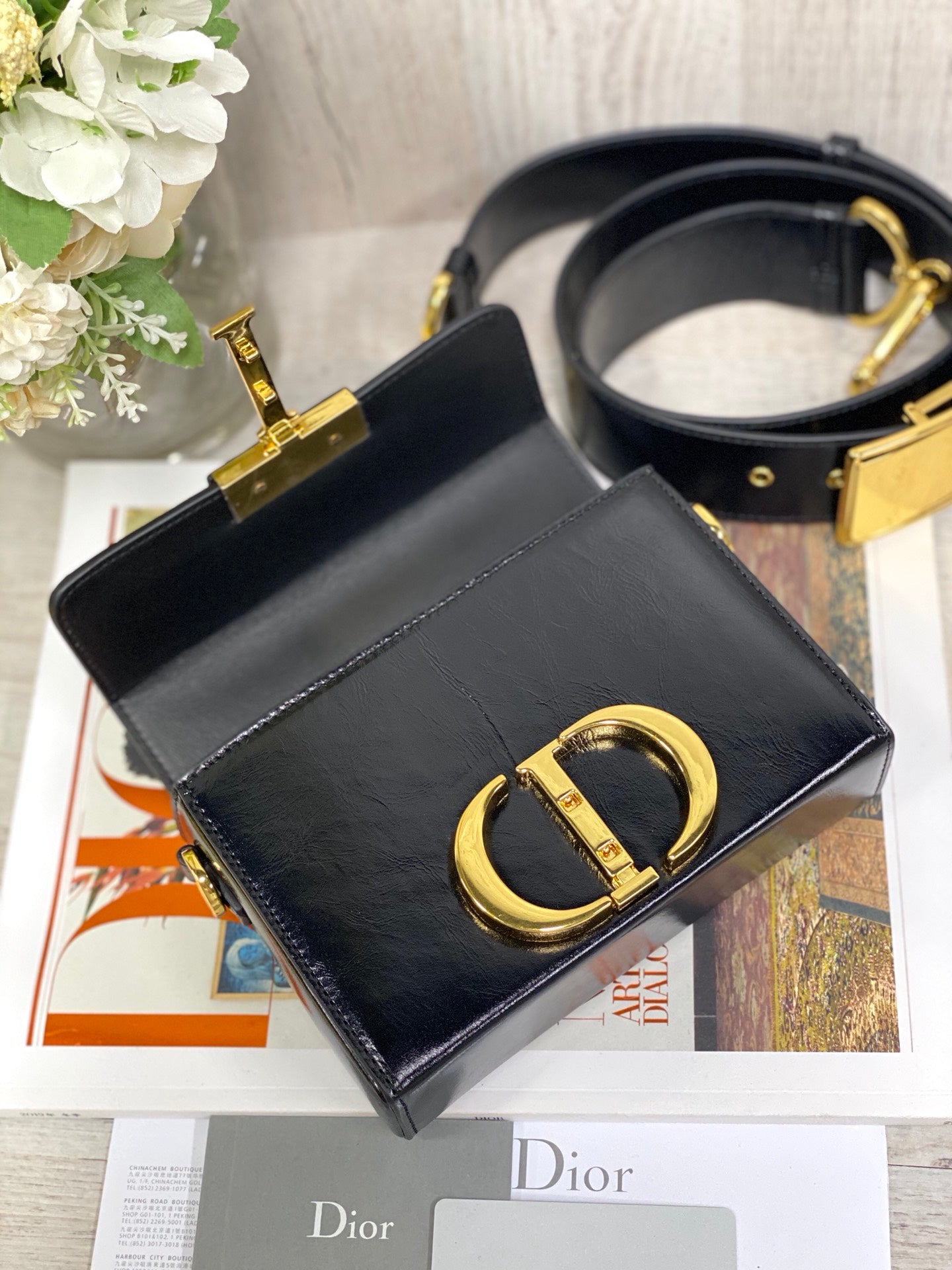 Dior 蒙田 Mini Box-17.5cm-金扣-黑