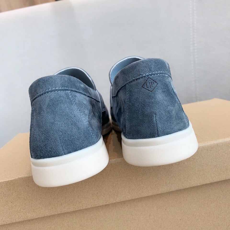 Loro p1ana-羊絨復古平底鞋 霧藍色