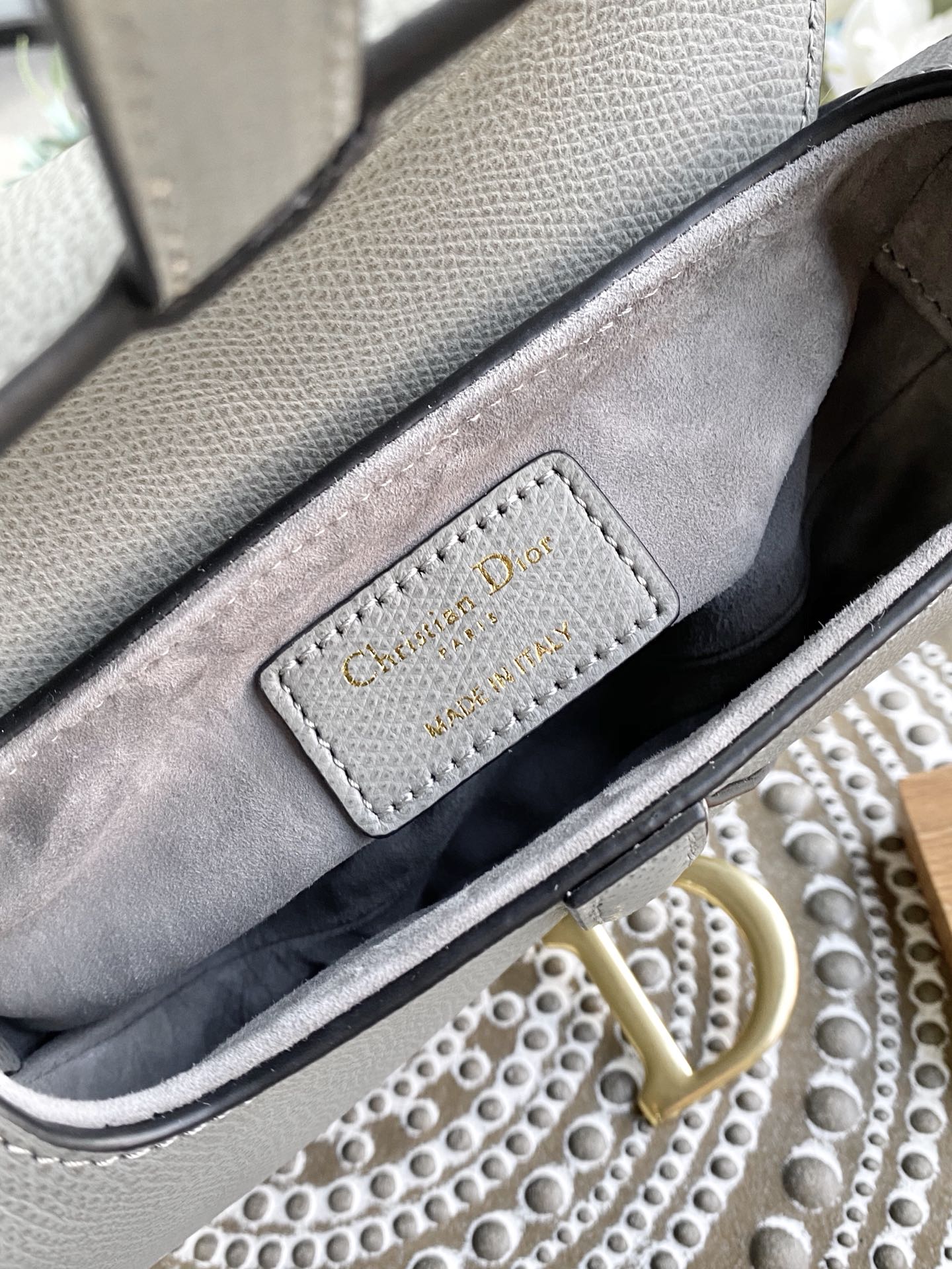 Dior Saddle 馬鞍包-手掌紋-小號岩石灰色-19.5cm