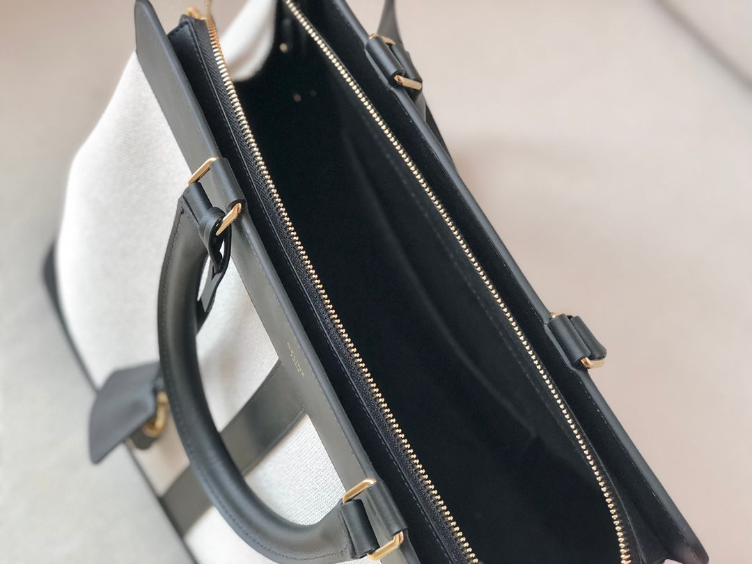 Celine Cabas de France 中號手袋-黑色布