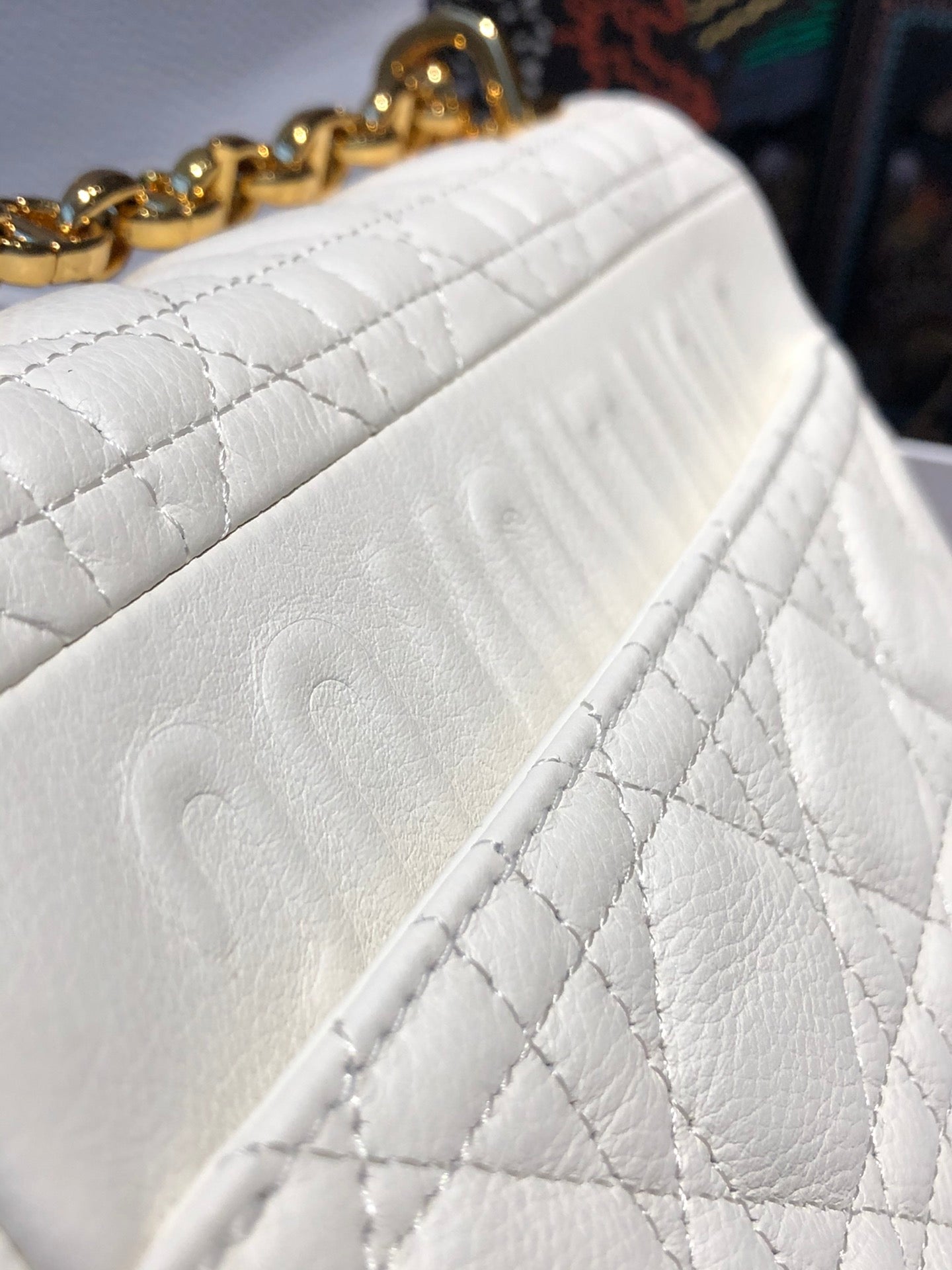 Dior Caro 小號20cm-白色小牛皮