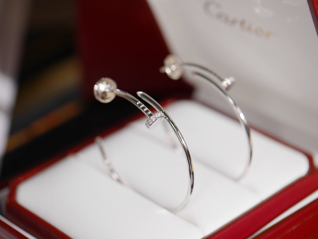 Cartier 釘子耳環-玫瑰金/白金-半鑽