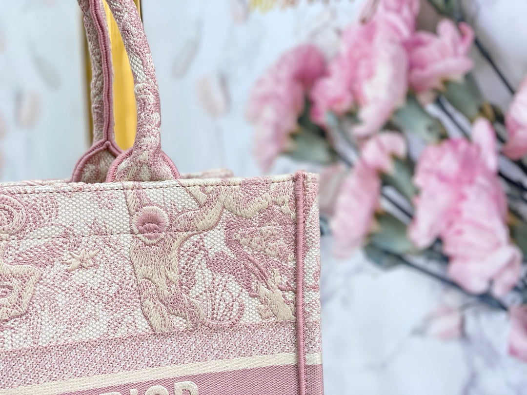Dior Book Tote-小號36.5cm-粉色老虎