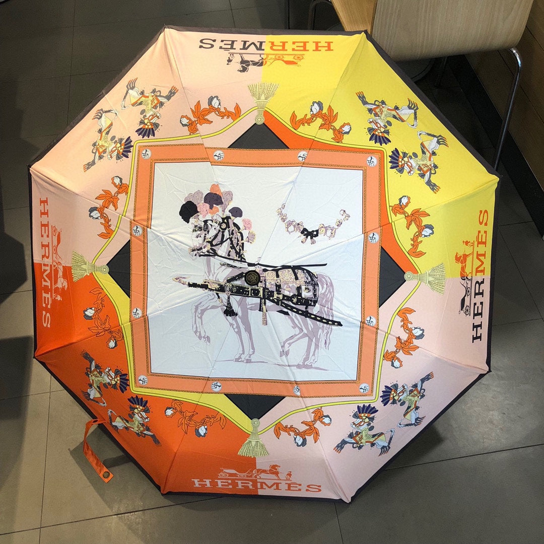 小愛款-雙馬齊下圖騰雨傘-橘色