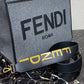 芬F家-Fendi Sunshine-中號灰色燙印牛皮手提袋