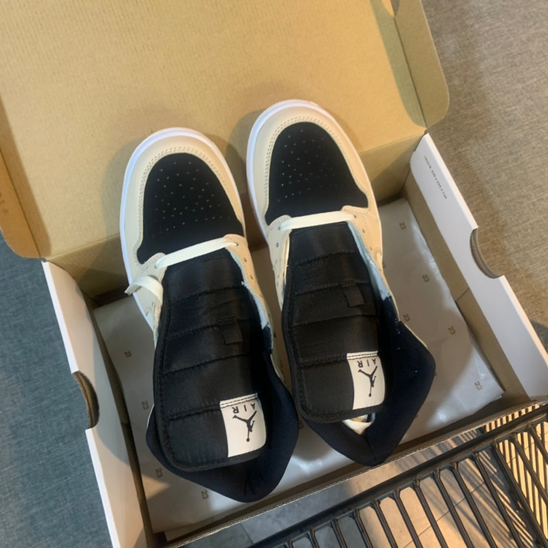 N1K- AJ 1 mid 中筒板鞋 休閒鞋 米黑色