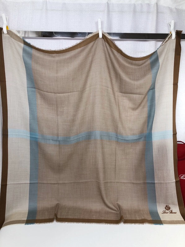 L-Piana-拼接氣質圍巾 110*110cm 100%羊毛 灰色