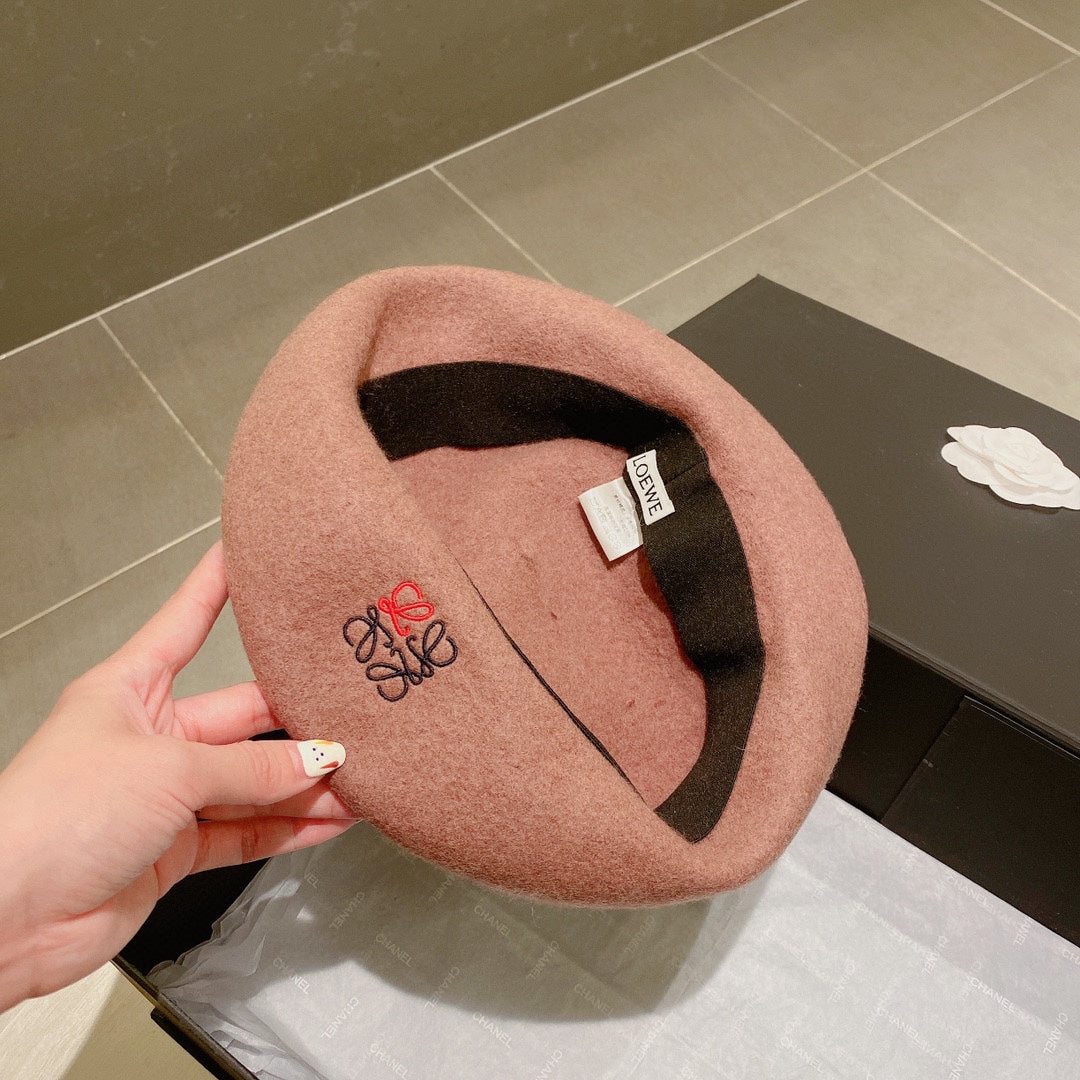 羅L威-羊毛貝雷帽 奶茶色
