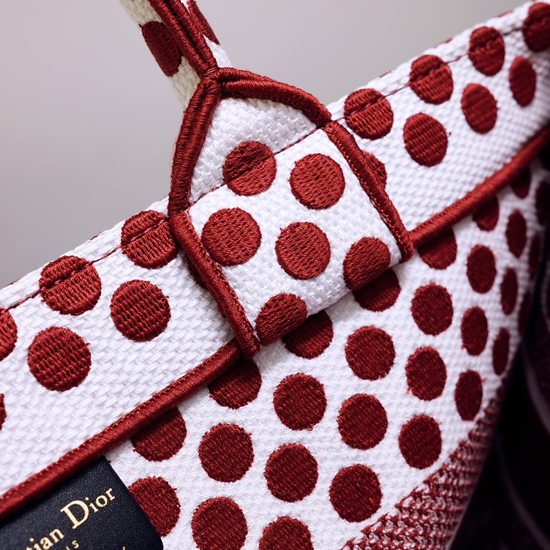 Dior Book Tote-小號36.5cm-紅色波點