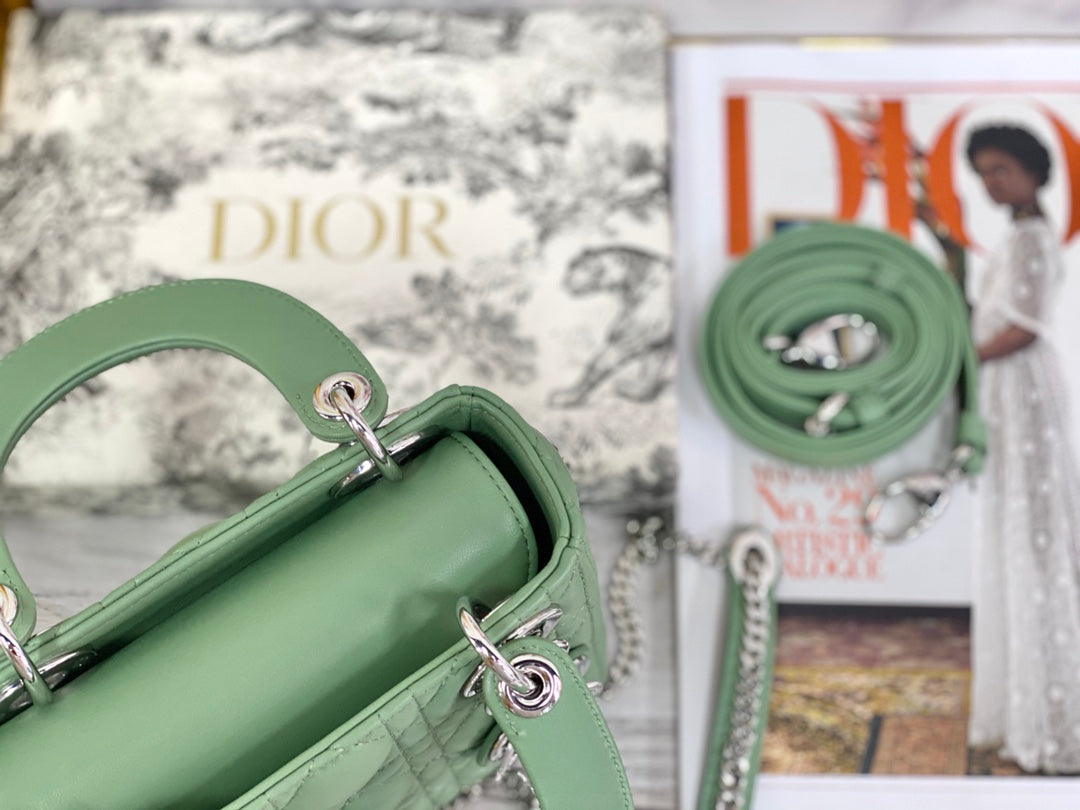 Dior-Mini Lady Dior手袋-三格黛妃-17cm-牛油果綠