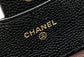 Chanel CF三折短夾-黑色荔枝皮金釦