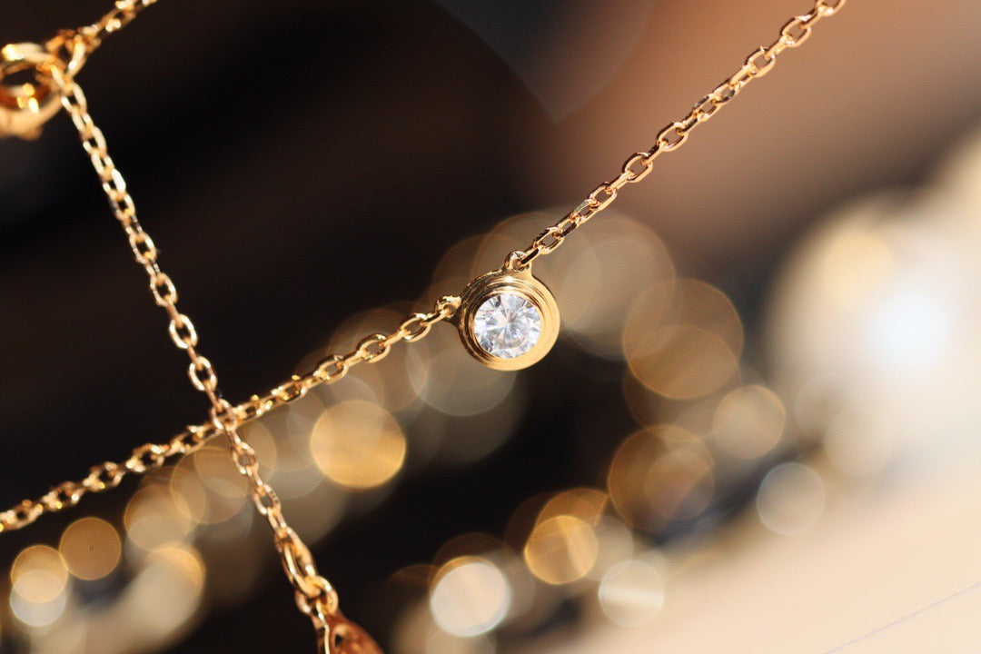 Cartier 20分單鑽項鍊-玫瑰金