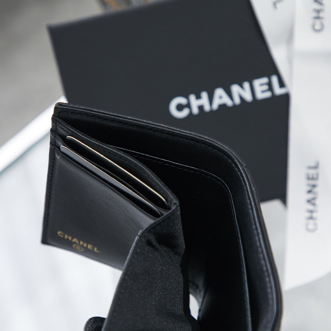 Chanel 19系列三折短夾-黑色
